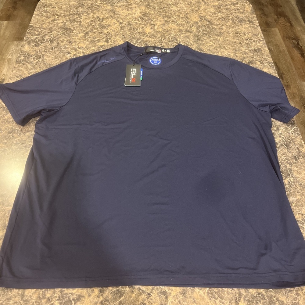 NEW $59.50 RLX Ralph Lauren~XXL~Men's Navy Solid Crew-Neck S/S Golf T-Shirt